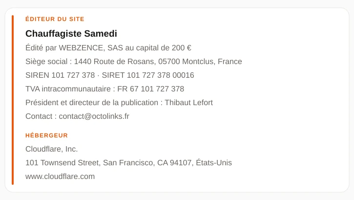 Coordonnées légales de l&rsquo;éditeur et de l&rsquo;hébergeur du site