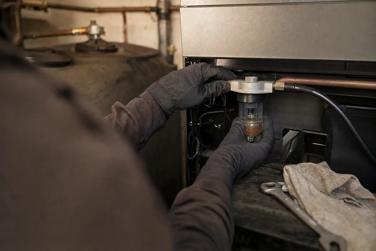 Contrôle du filtre à fioul d&rsquo;un groupe thermique lors d&rsquo;un dépannage de week-end